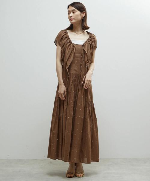 SOFFITTO(ソフィット)の「インド綿ドット刺繍ギャザーボレロブラウス(カーディガン/ボレロ・レディース・ネイビー/ブラウン/ブラック・FREE)」の10枚目の写真