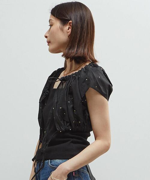 SOFFITTO(ソフィット)の「インド綿ドット刺繍ギャザーボレロブラウス(カーディガン/ボレロ・レディース・ネイビー/ブラウン/ブラック・FREE)」の19枚目の写真