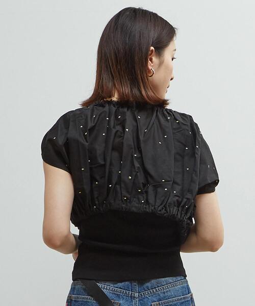 SOFFITTO(ソフィット)の「インド綿ドット刺繍ギャザーボレロブラウス(カーディガン/ボレロ・レディース・ネイビー/ブラウン/ブラック・FREE)」の20枚目の写真