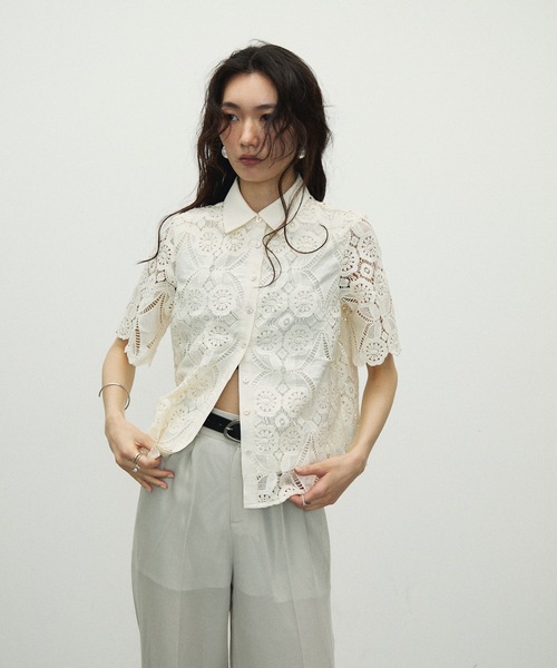 未使用美品　フランシュリッペ　総刺繍半袖シャツ 01-170426192-09.jpg