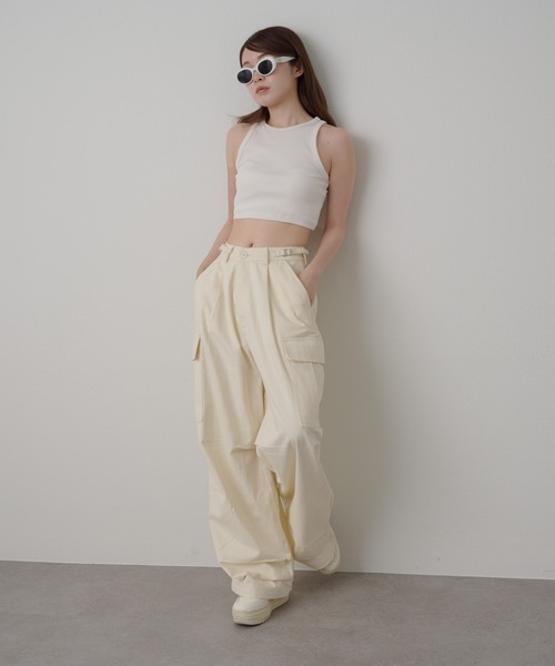 RAY CASSIN（レイカズン）の「タックカーゴパンツ（カーゴパンツ・レディース・ホワイト/グリーン系その他2・FREE）」の14枚目の写真
