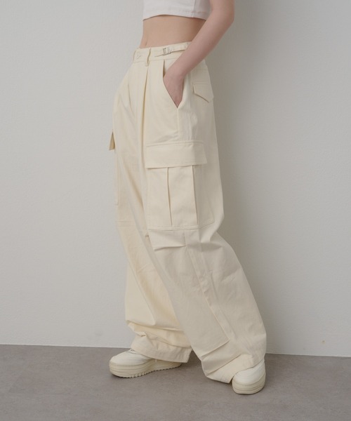 RAY CASSIN（レイカズン）の「タックカーゴパンツ（カーゴパンツ・レディース・ホワイト/グリーン系その他2・FREE）」の15枚目の写真