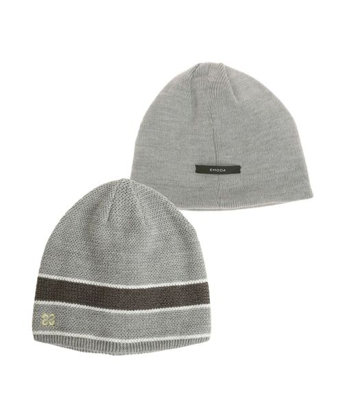 EMODA（エモダ）の「リバーシブルラインビーニー（ニットキャップ/ビーニー・レディース・グレー/ネイビー・FREE）」の11枚目の写真