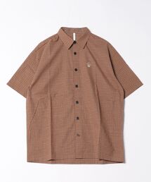 one point embroidery check shirt/ワンポイント 刺繍 ミニチェック　半袖シャツ