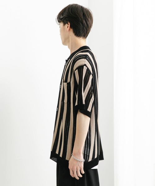 SENSE OF PLACE by URBAN RESEARCH(センスオブプレイスバイアーバンリサーチ)の「ストライプショートスリーブニットシャツ(ニット/セーター・メンズ・ミント/ライトベージュ/ブラック・MEDIUM/LARGE)」の22枚目の写真