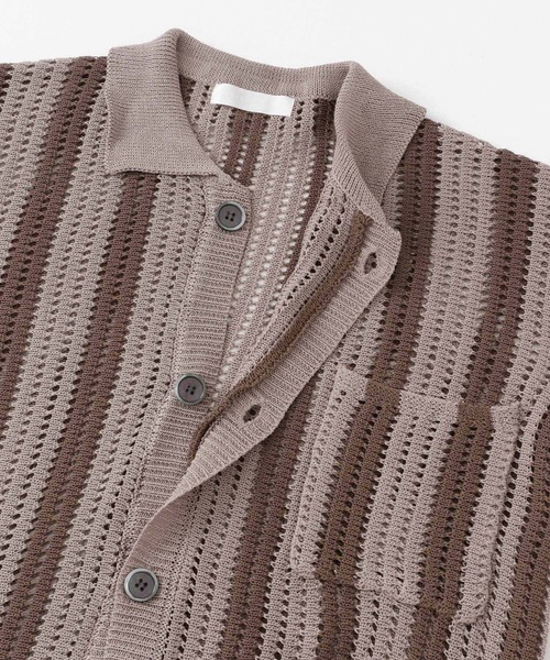 SENSE OF PLACE by URBAN RESEARCH(センスオブプレイスバイアーバンリサーチ)の「ストライプショートスリーブニットシャツ(ニット/セーター・メンズ・ミント/ライトベージュ/ブラック・MEDIUM/LARGE)」の15枚目の写真