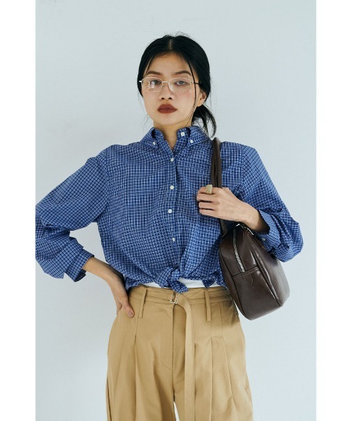 marjour（マージュール）の「BLUE CHECK SHIRTS（シャツ/ブラウス・レディース・ブルー/ライトブルー・MEDIUM）」の6枚目の写真
