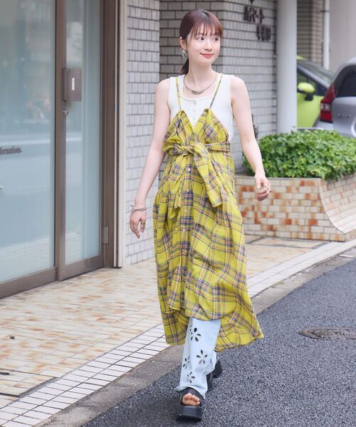RETRO GIRL（レトロガール）の「【WEB限定】マルチWAYチェックワンピース（ワンピース・レディース・パープル/イエロー/グリーン・FREE）」の5枚目の写真