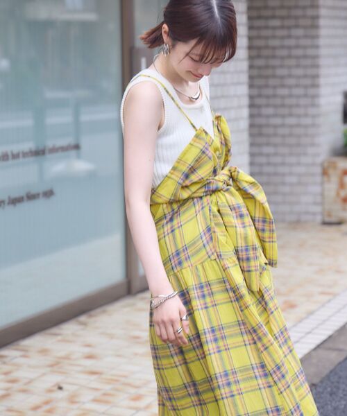RETRO GIRL（レトロガール）の「【WEB限定】マルチWAYチェックワンピース（ワンピース・レディース・パープル/イエロー/グリーン・FREE）」の8枚目の写真