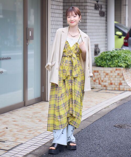RETRO GIRL（レトロガール）の「【WEB限定】マルチWAYチェックワンピース（ワンピース・レディース・パープル/イエロー/グリーン・FREE）」の9枚目の写真