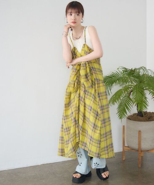 RETRO GIRL（レトロガール）の「【WEB限定】マルチWAYチェックワンピース（ワンピース・レディース・パープル/イエロー/グリーン・FREE）」の11枚目の写真