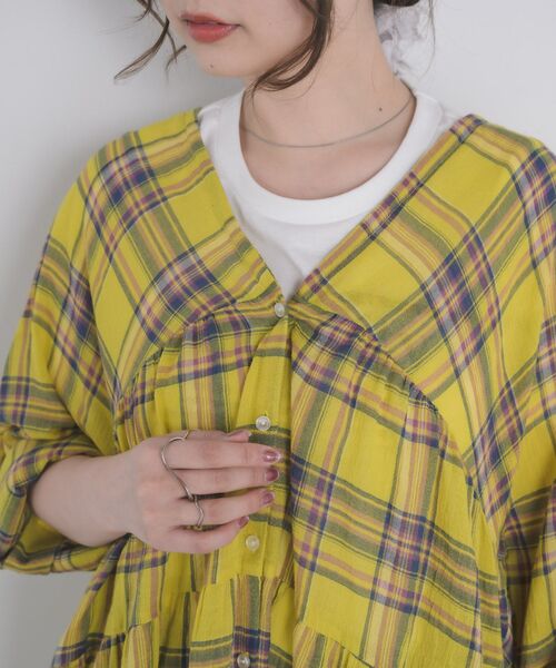 RETRO GIRL（レトロガール）の「【WEB限定】マルチWAYチェックワンピース（ワンピース・レディース・パープル/イエロー/グリーン・FREE）」の14枚目の写真