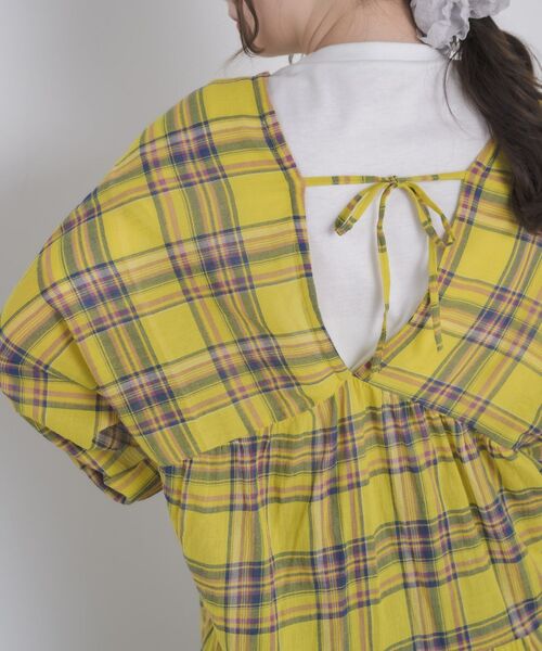 RETRO GIRL（レトロガール）の「【WEB限定】マルチWAYチェックワンピース（ワンピース・レディース・パープル/イエロー/グリーン・FREE）」の15枚目の写真