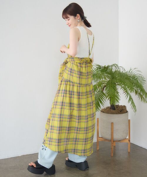 RETRO GIRL（レトロガール）の「【WEB限定】マルチWAYチェックワンピース（ワンピース・レディース・パープル/イエロー/グリーン・FREE）」の13枚目の写真