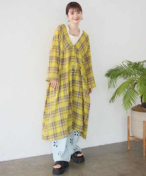 RETRO GIRL（レトロガール）の「【WEB限定】マルチWAYチェックワンピース（ワンピース・レディース・パープル/イエロー/グリーン・FREE）」の18枚目の写真