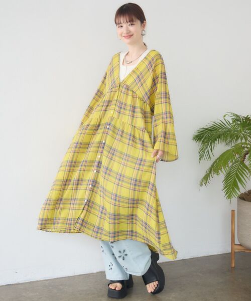 RETRO GIRL（レトロガール）の「【WEB限定】マルチWAYチェックワンピース（ワンピース・レディース・パープル/イエロー/グリーン・FREE）」の19枚目の写真