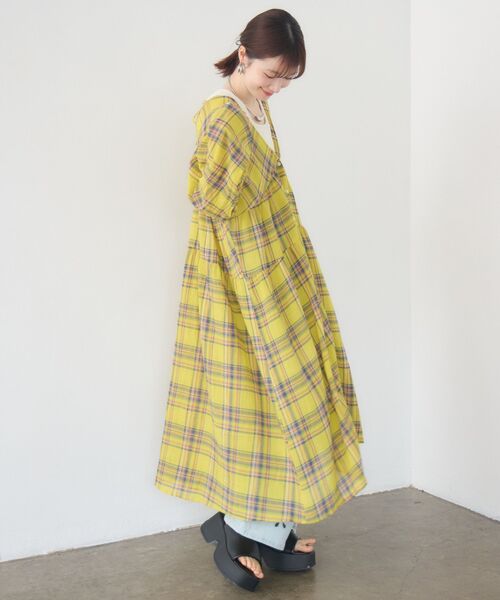 RETRO GIRL（レトロガール）の「【WEB限定】マルチWAYチェックワンピース（ワンピース・レディース・パープル/イエロー/グリーン・FREE）」の20枚目の写真