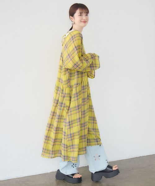 RETRO GIRL（レトロガール）の「【WEB限定】マルチWAYチェックワンピース（ワンピース・レディース・パープル/イエロー/グリーン・FREE）」の21枚目の写真