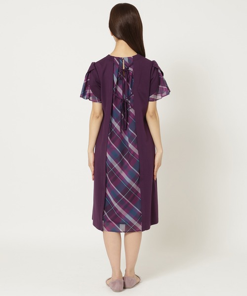 セール】【接触冷感/UVカット/手洗い可】チェック切替ワンピース