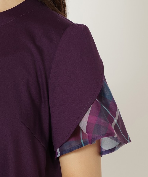 セール】【接触冷感/UVカット/手洗い可】チェック切替ワンピース