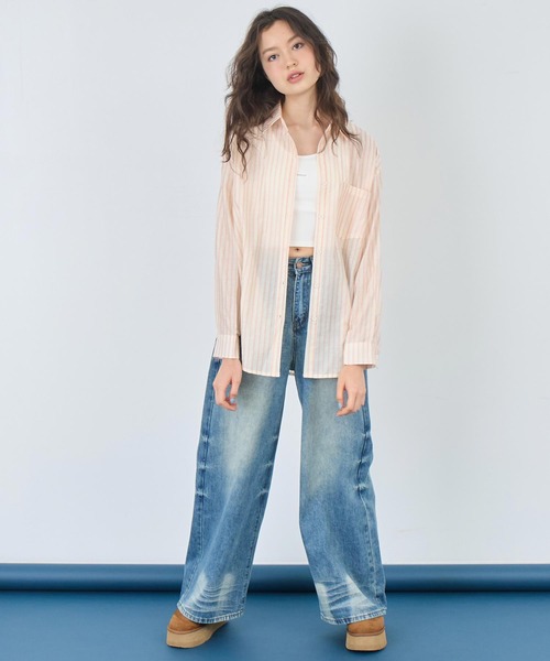 ANAP(アナップ)の「ウォッシュ 加工 シンプル ワイド ストレート デニム パンツ(デニムパンツ・レディース・ブルー/ブラック・S/M)」の18枚目の写真