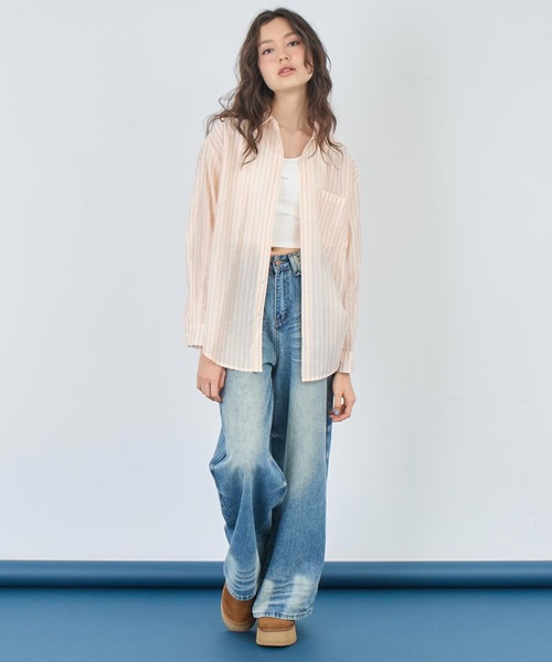ANAP(アナップ)の「ウォッシュ 加工 シンプル ワイド ストレート デニム パンツ(デニムパンツ・レディース・ブルー/ブラック・S/M)」の19枚目の写真