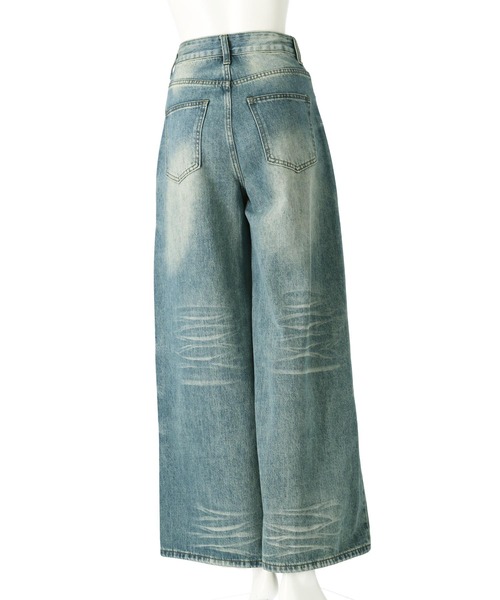 ANAP(アナップ)の「ウォッシュ 加工 シンプル ワイド ストレート デニム パンツ(デニムパンツ・レディース・ブルー/ブラック・S/M)」の22枚目の写真
