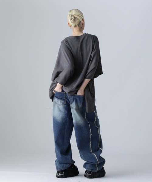 SIS（エスアイエス）の「SIS/エスアイエス/フリンジデニム（デニムパンツ・レディース・ブラック/ブルー・MEDIUM/LARGE）」の6枚目の写真