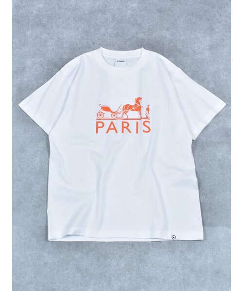 Import & Select(インポートアンドセレクト)の「【ICONIQ】 HM プリント ショートスリーブ TEE(Tシャツ/カットソー・メンズ・オレンジ/ホワイト・2/3/4)」の4枚目の写真