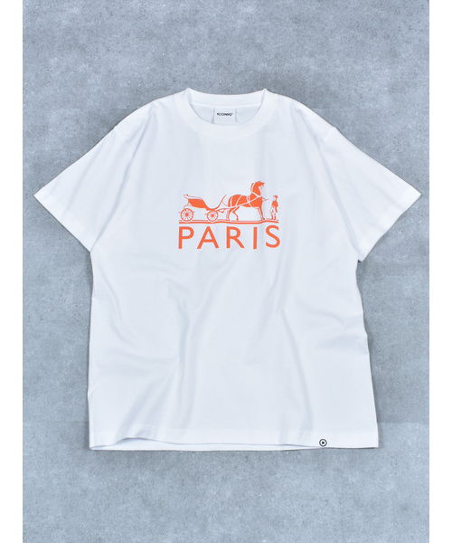 Import & Select(インポートアンドセレクト)の「【ICONIQ】 HM プリント ショートスリーブ TEE(Tシャツ/カットソー・メンズ・オレンジ/ホワイト・2/3/4)」の1枚目の写真
