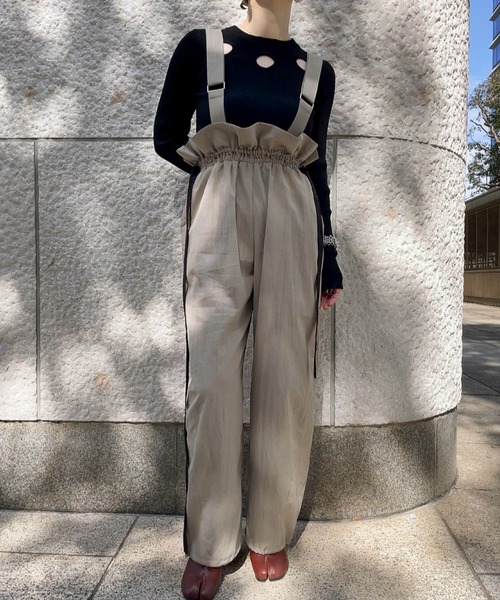 ✶美品✶ ローヘン バックデザインサロペットパンツ Fashion Letter サロペット オーバーオール 大きいサイズ アシメ