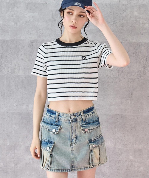 ANAP(アナップ)の「ミックスボーダー クロップド Tシャツ トップス(Tシャツ/カットソー・レディース・ライトイエロー/ホワイト/ライトブルー・FREE)」の21枚目の写真