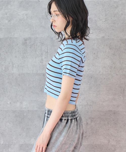 ANAP(アナップ)の「ミックスボーダー クロップド Tシャツ トップス(Tシャツ/カットソー・レディース・ライトイエロー/ホワイト/ライトブルー・FREE)」の19枚目の写真