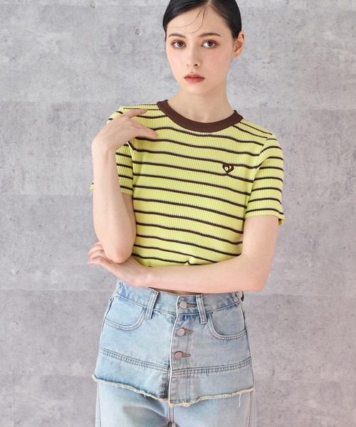 【売れました】ANAP(アナップ)ボーダートップス セール】オフショル ボーダー リブ ニットトップス（ニット