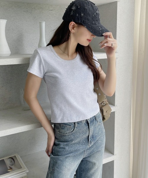 TREOVER(トレオーバー)の「程良くコンパクトなサイジングのリンガーTシャツ(Tシャツ/カットソー・レディース・ホワイト×ブラック/ブラック/ホワイト×レッド/オフホワイト/オートミール・FREE)」の17枚目の写真