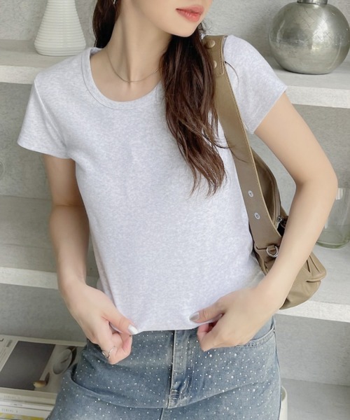 TREOVER(トレオーバー)の「程良くコンパクトなサイジングのリンガーTシャツ(Tシャツ/カットソー・レディース・ホワイト×ブラック/ブラック/ホワイト×レッド/オフホワイト/オートミール・FREE)」の16枚目の写真