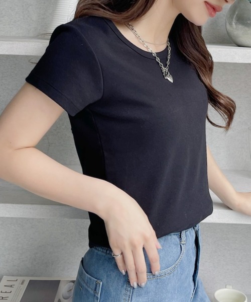 TREOVER(トレオーバー)の「程良くコンパクトなサイジングのリンガーTシャツ(Tシャツ/カットソー・レディース・ホワイト×ブラック/ブラック/ホワイト×レッド/オフホワイト/オートミール・FREE)」の20枚目の写真