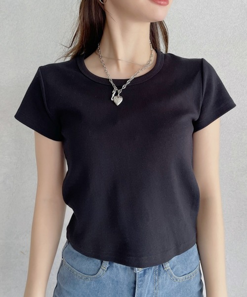 TREOVER(トレオーバー)の「程良くコンパクトなサイジングのリンガーTシャツ(Tシャツ/カットソー・レディース・ホワイト×ブラック/ブラック/ホワイト×レッド/オフホワイト/オートミール・FREE)」の21枚目の写真