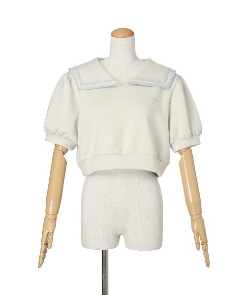 F i.n.t（フィント）の「【セットアップ対応】レースラインセーラーカットトップス　夏服【1枚で快適】（Tシャツ/カットソー・レディース・オフホワイト/ライトブルー・FREE）」の15枚目の写真