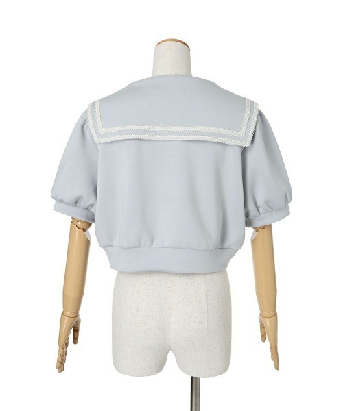 F i.n.t（フィント）の「【セットアップ対応】レースラインセーラーカットトップス　夏服【1枚で快適】（Tシャツ/カットソー・レディース・オフホワイト/ライトブルー・FREE）」の17枚目の写真