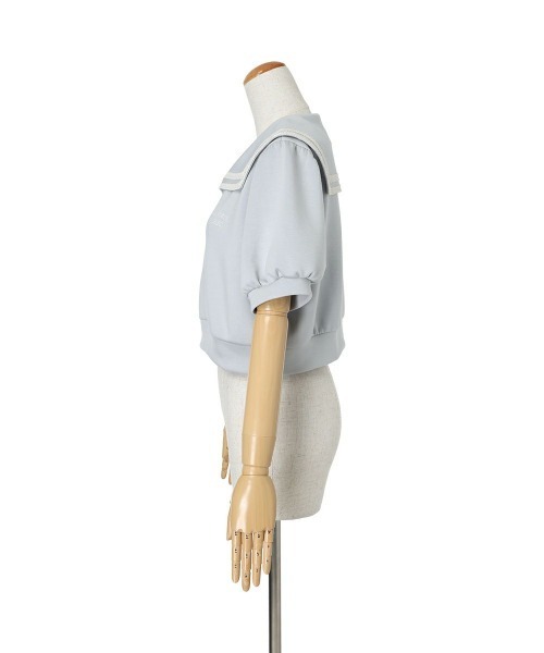 F i.n.t（フィント）の「【セットアップ対応】レースラインセーラーカットトップス　夏服【1枚で快適】（Tシャツ/カットソー・レディース・オフホワイト/ライトブルー・FREE）」の18枚目の写真