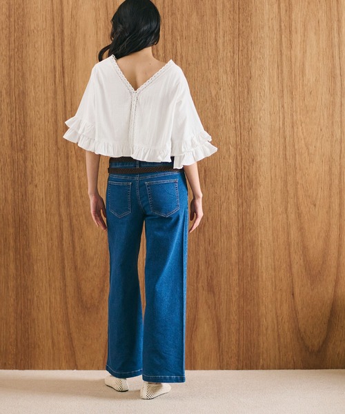 coca(coca)(コカ)の「ウォッシュドコットンVネックブラウス(シャツ/ブラウス・レディース・ホワイト・L/M)」の4枚目の写真