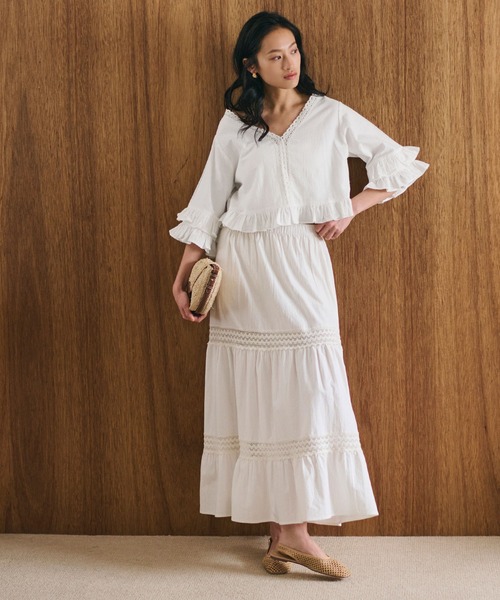 coca(coca)(コカ)の「ウォッシュドコットンVネックブラウス(シャツ/ブラウス・レディース・ホワイト・L/M)」の7枚目の写真