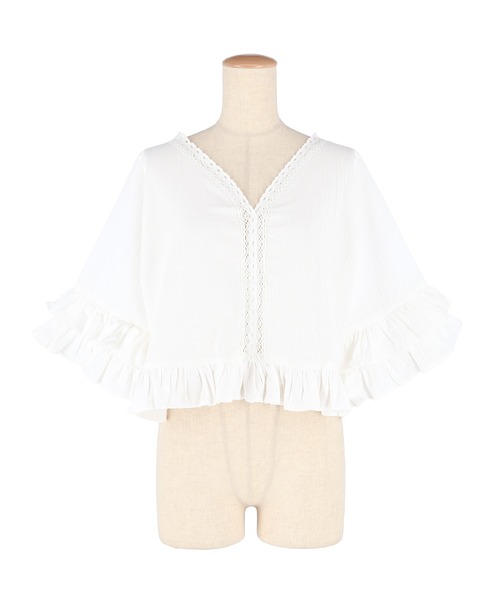 coca(coca)(コカ)の「ウォッシュドコットンVネックブラウス(シャツ/ブラウス・レディース・ホワイト・L/M)」の14枚目の写真