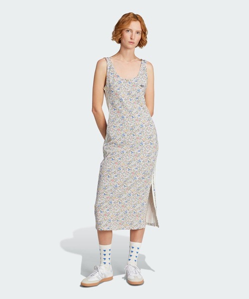 adidas × Liberty London メッシュ マキシ ワンピース 送関込 adidas Originals Women's Liberty London Mesh Maxi Dress