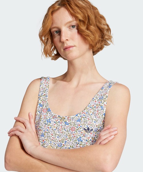 adidas ｘ リバティ 【限定コラボ】マキシ丈 メッシュワンピース adidas Originals × Liberty London ボディコンシャス スリー