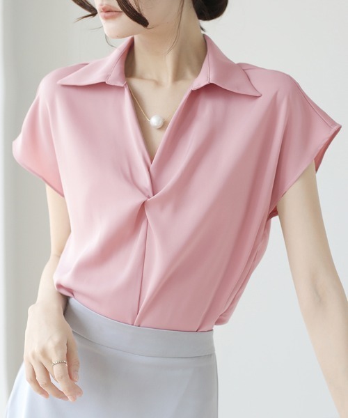 ReRe(リリ)の「フレンチスリーブシャツ(シャツ/ブラウス・レディース・オフホワイト/ブラック/ピンク・LARGE/X-LARGE/MEDIUM)」の3枚目の写真