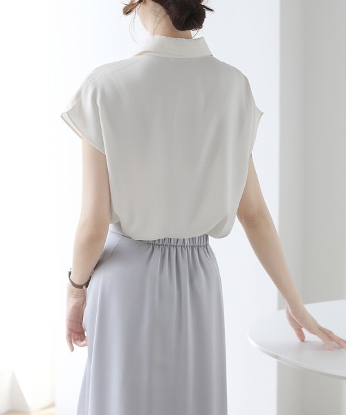 ReRe(リリ)の「フレンチスリーブシャツ(シャツ/ブラウス・レディース・オフホワイト/ブラック/ピンク・LARGE/X-LARGE/MEDIUM)」の14枚目の写真