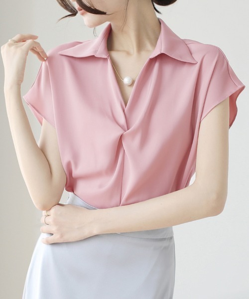 ReRe(リリ)の「フレンチスリーブシャツ(シャツ/ブラウス・レディース・オフホワイト/ブラック/ピンク・LARGE/X-LARGE/MEDIUM)」の17枚目の写真