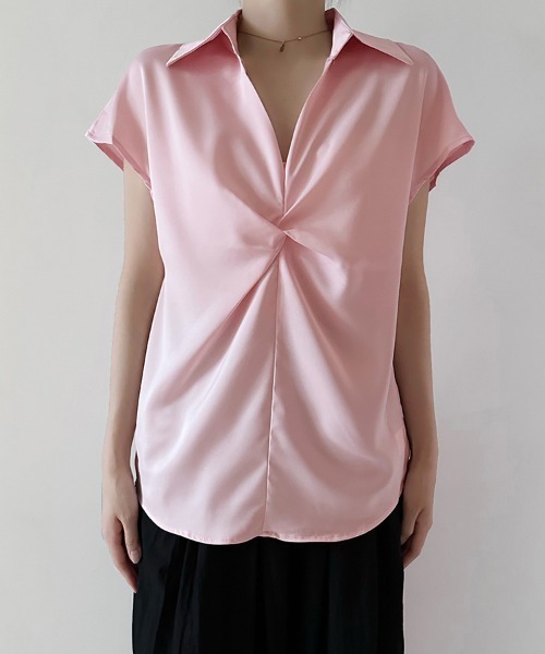 ReRe(リリ)の「フレンチスリーブシャツ(シャツ/ブラウス・レディース・オフホワイト/ブラック/ピンク・LARGE/X-LARGE/MEDIUM)」の7枚目の写真
